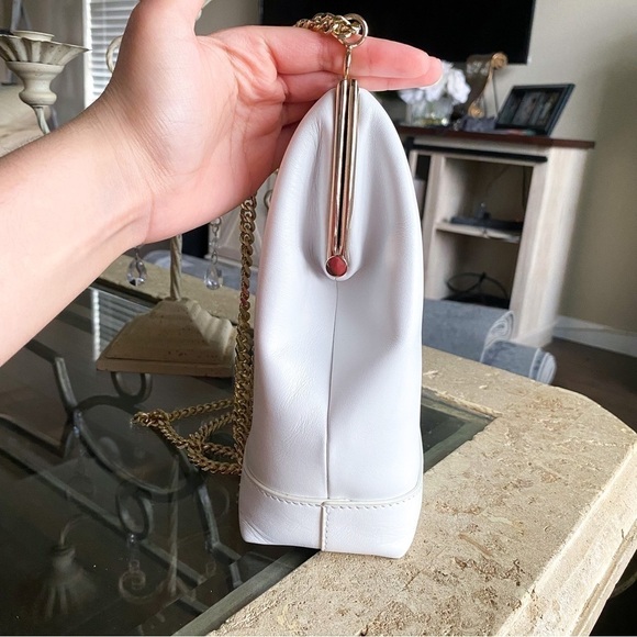 Anine Bing Bag Noah Shoulder Crossbody Chain Gold Leather Minimal White GUC - Picture 6 of 16